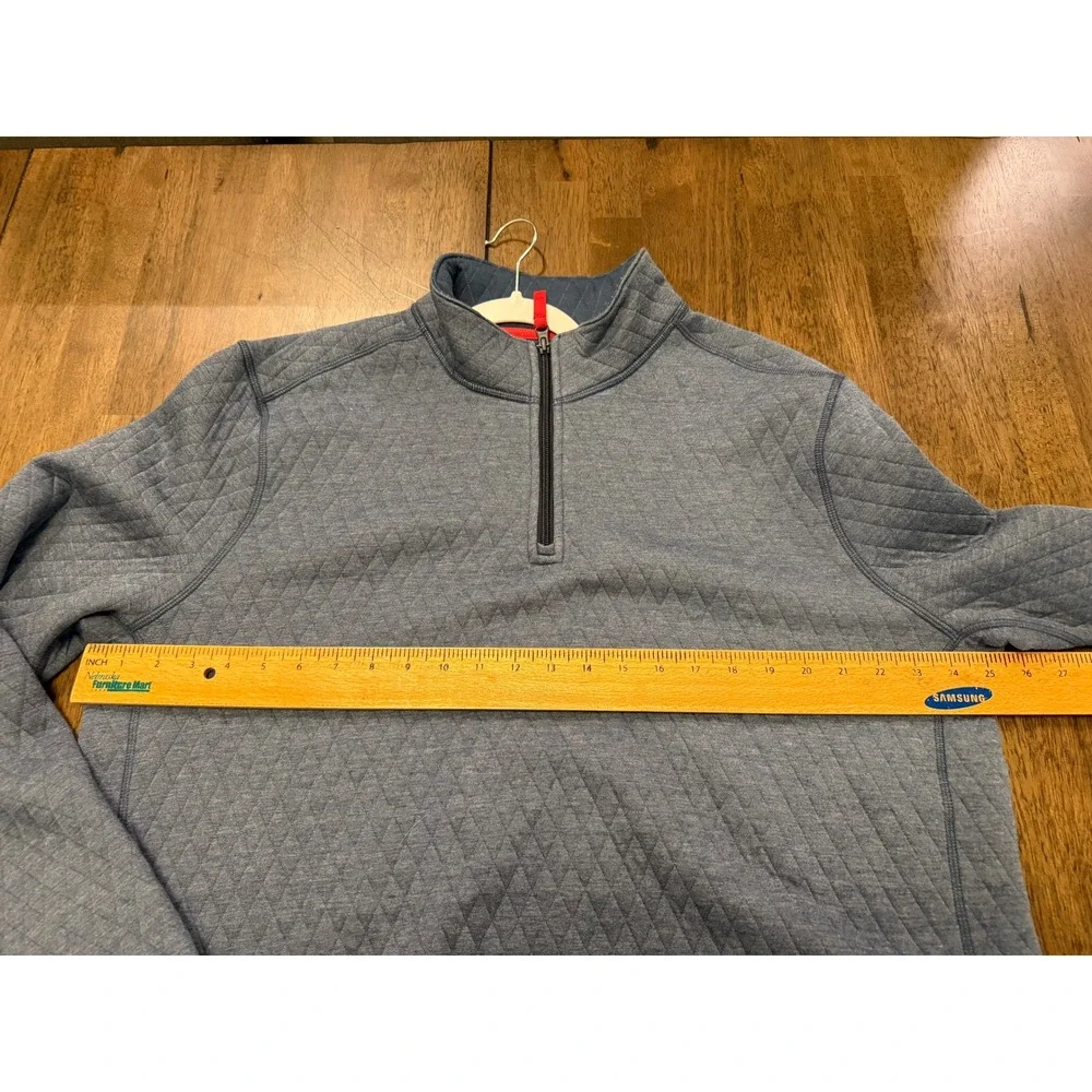 J.Crew Authentic Fleece Mens XXL Blue Diamond Quilted Quarter Zip Pullover Mock